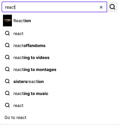search suggestion using React component