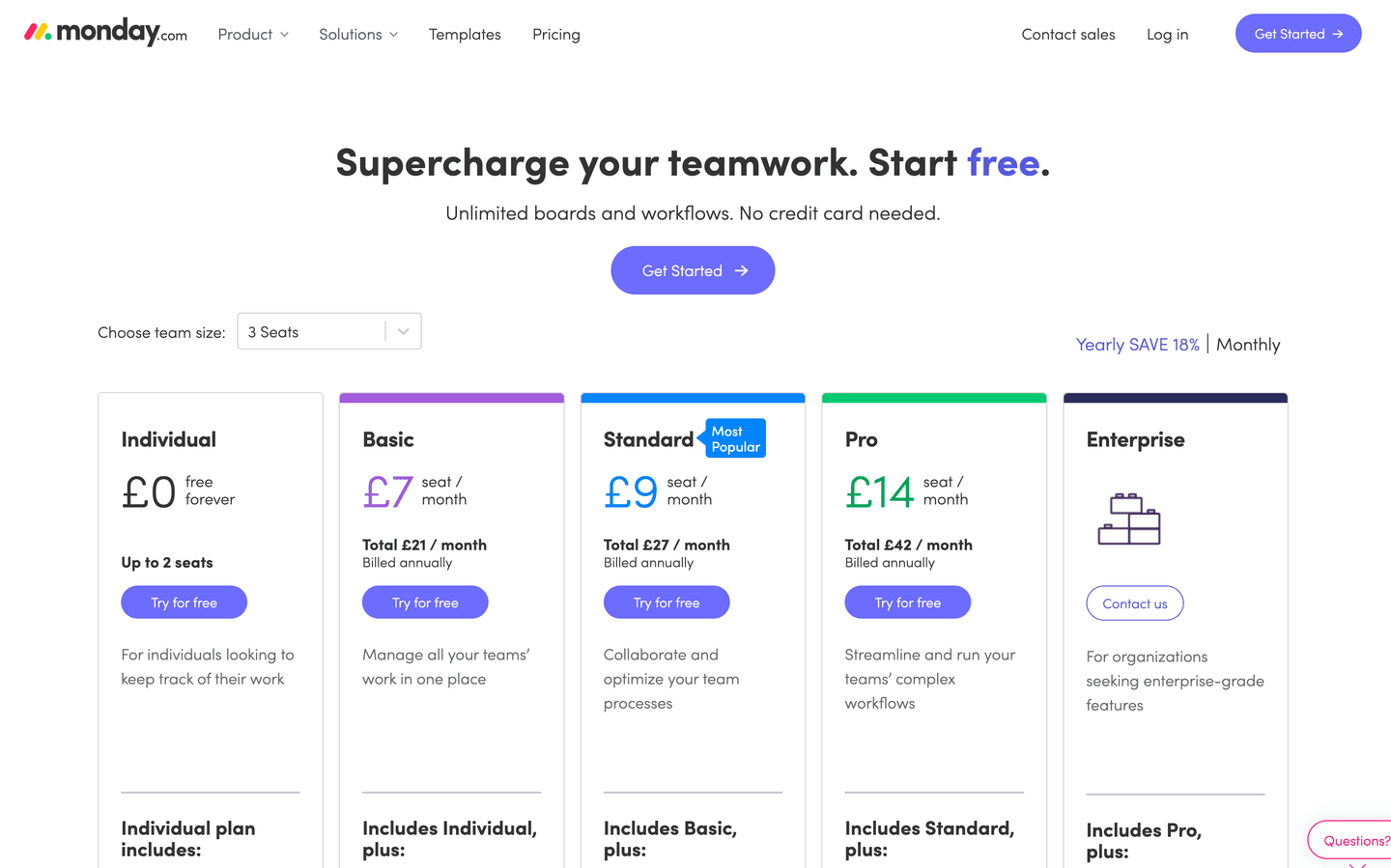 Monday.com SaaS pricing model