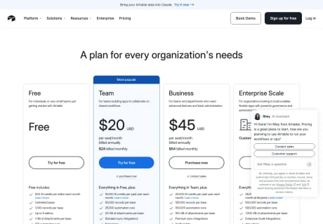 Airtable pricing capture