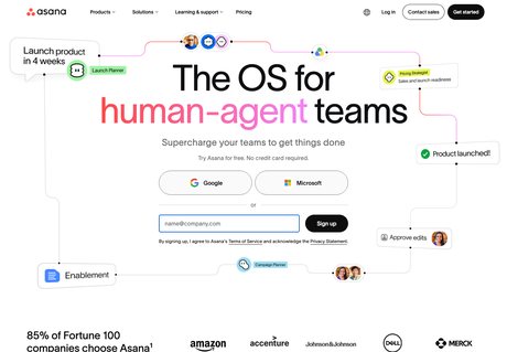 Asana homepage capture