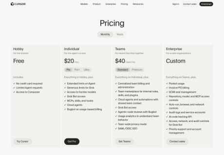 Cursor pricing capture