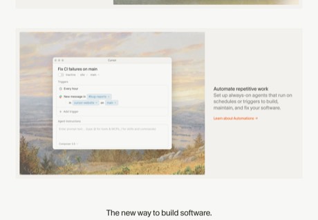 Cursor homepage capture