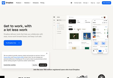 Dropbox homepage capture