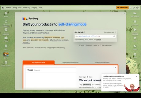PostHog homepage capture