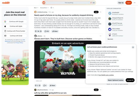 Reddit homepage capture
