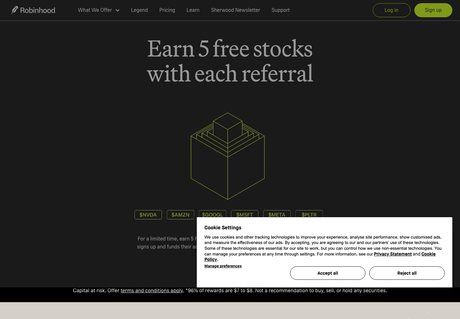 Robinhood homepage capture