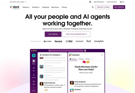 Slack homepage capture