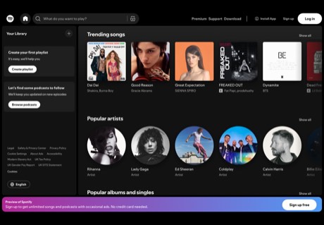 Spotify homepage capture