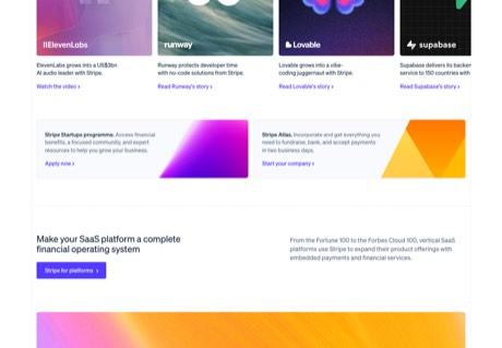 Stripe homepage capture