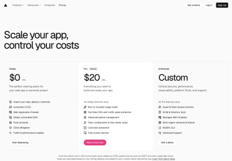Vercel pricing capture