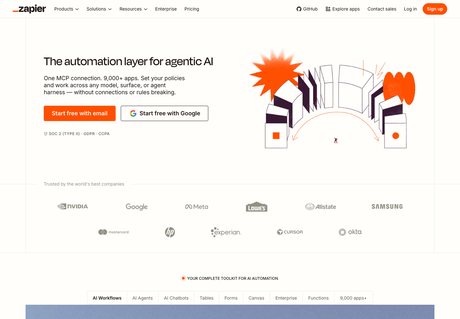 Zapier homepage capture