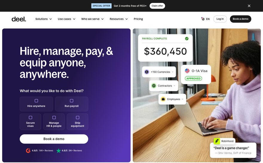 Deel homepage capture