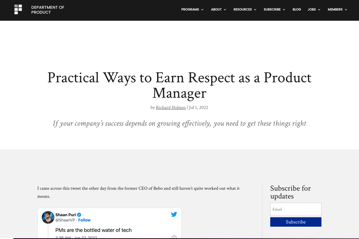 Practical Ways to Earn Respect as a Product Manager - Department of Product